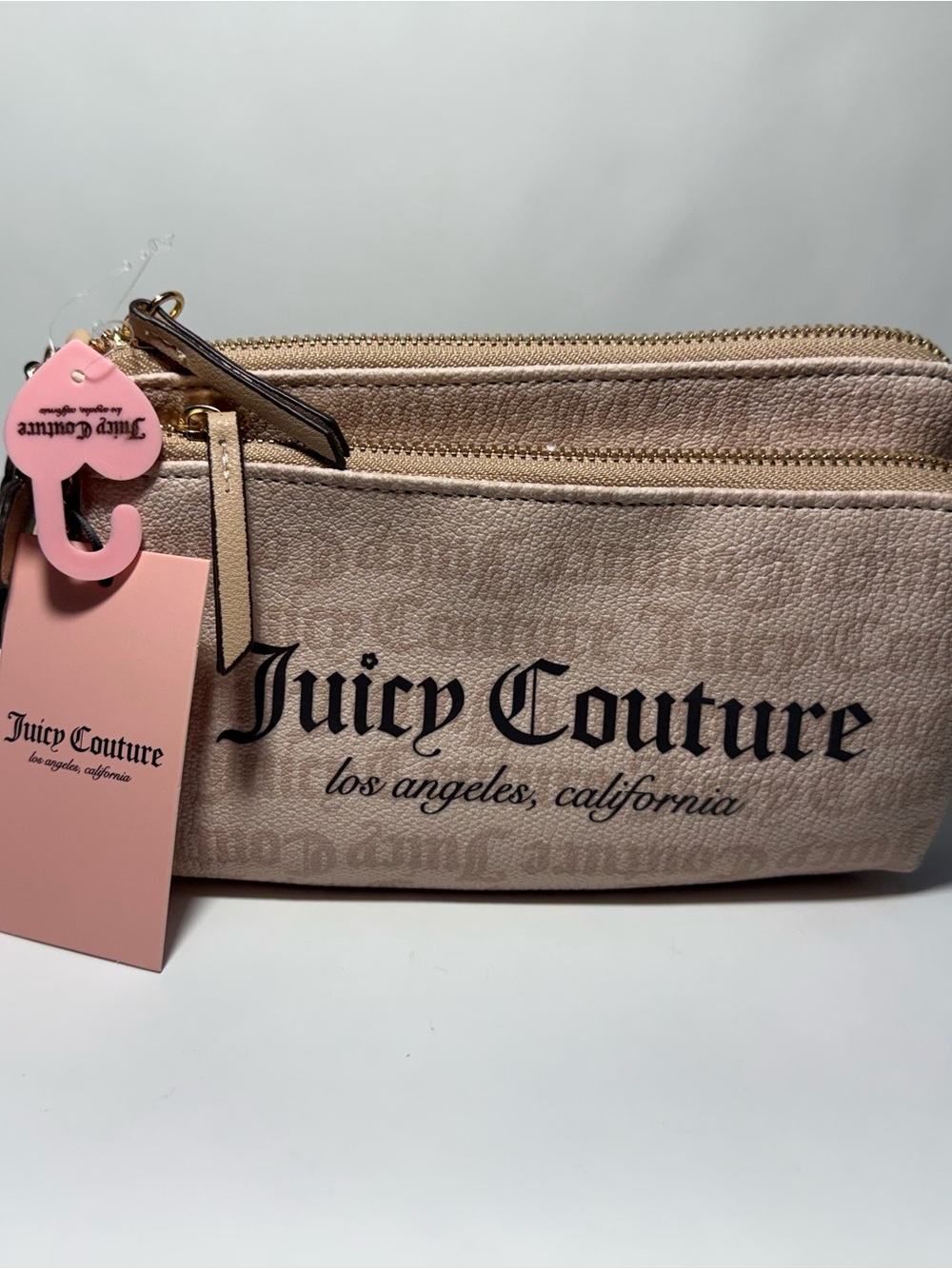 Juicy Couture Heritage Gothic Logo Double Zip Wallet Wristlet Pouch Clutch NWT - Picture 8 of 9